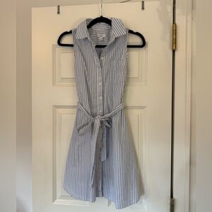 Light Blue Striped Mini Dress